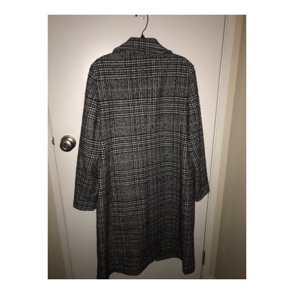 Express Wool Houndstooth Black White Long Coat - Picture 4 of 6